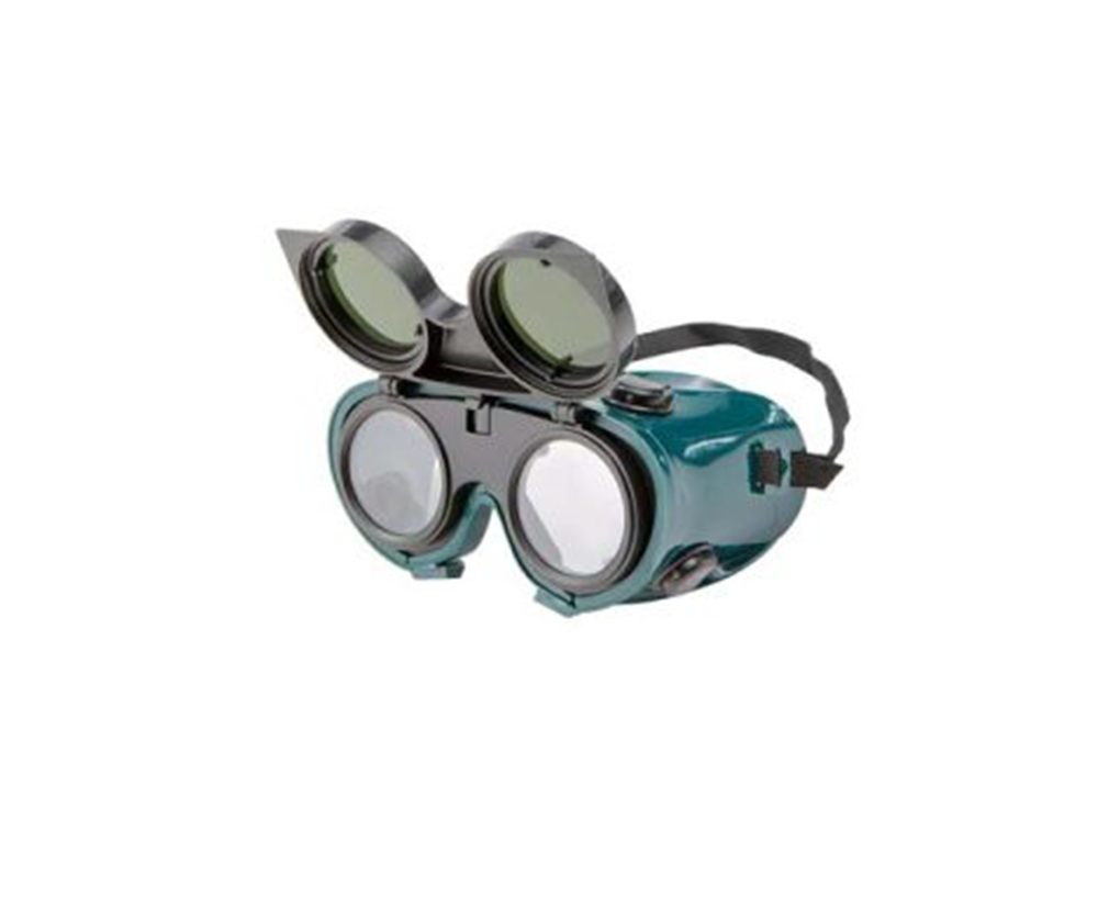 Professional Flip-Up Welding & Cutting Goggles (Dual-Lens Grinding Safety Glasses with Dark Green Shade)